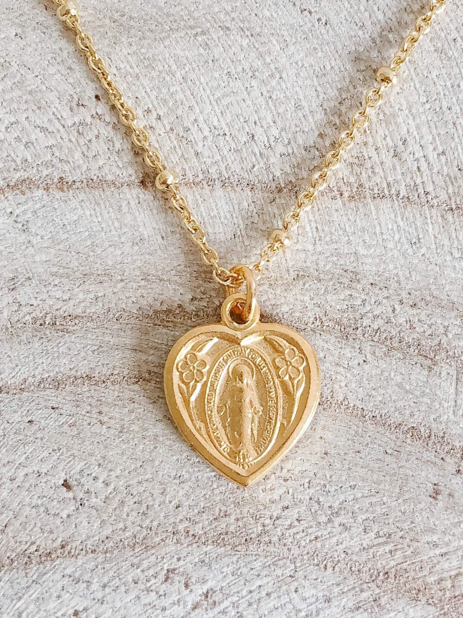 Jewelry Amano | Heart Shaped Miraculous Medal Necklace