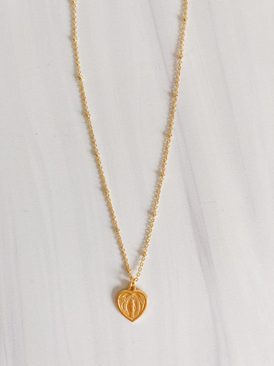 Jewelry Amano | Heart Shaped Miraculous Medal Necklace