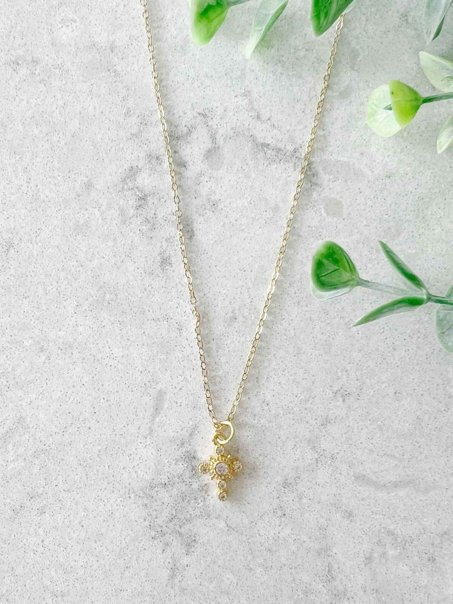 Jewelry Warung Beads | Dainty Gold Cross - Necklace