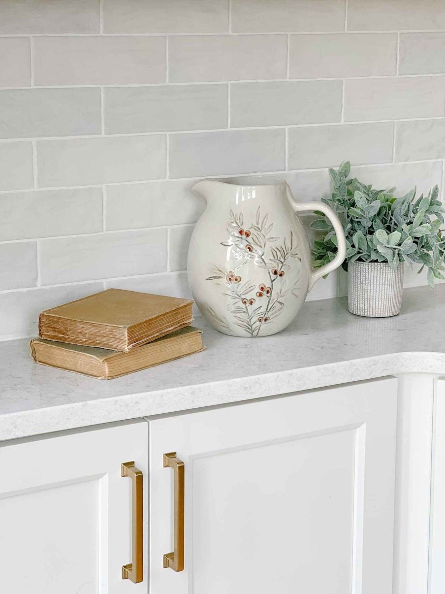 Kitchen & Bath Creative Co-Op | Olive Branch Stoneware Pitcher