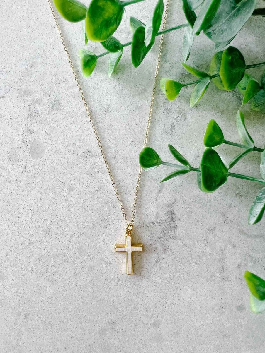 Jewelry Warung Beads | Opal Cross Necklace