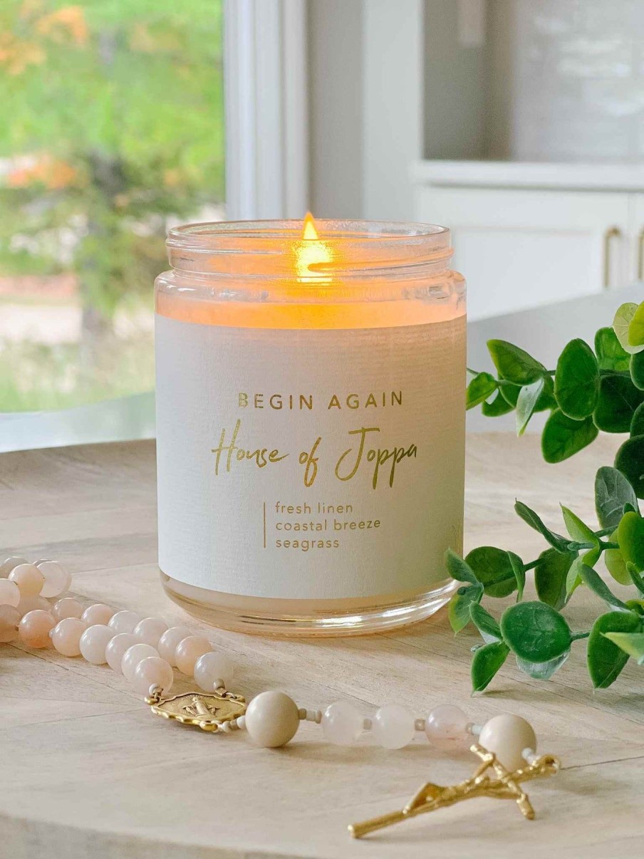 Home Decor House of Joppa | Begin Again Candle - Fresh Linen + Coastal Breeze + Seagrass