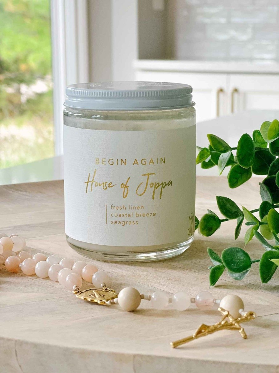 Home Decor House of Joppa | Begin Again Candle - Fresh Linen + Coastal Breeze + Seagrass