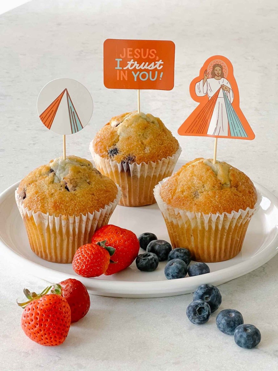 Kitchen & Bath Catholic Family Crate | Divine Mercy Cupcake Toppers