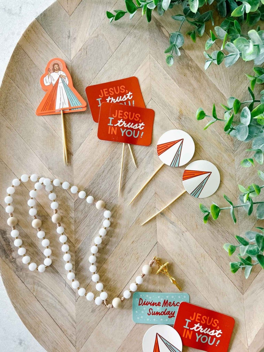 Kitchen & Bath Catholic Family Crate | Divine Mercy Cupcake Toppers